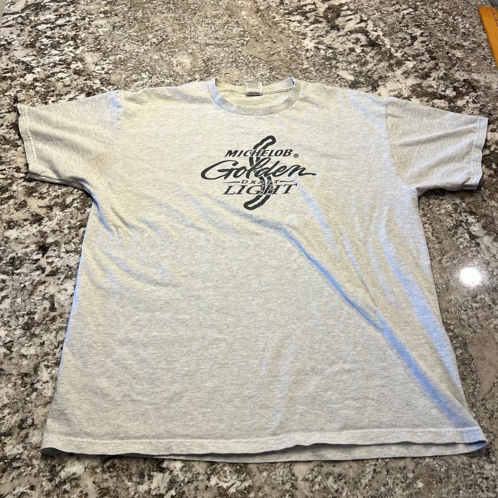 Vintage 2000s Michelob Golden Draft Light Beer T-Shirt Gray Fruit of the Loom XL